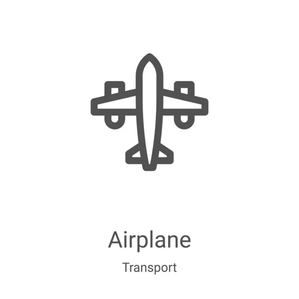 Vetor ícone do avião da coleção de transporte. Ilustração de vetor de ícone de contorno de avião de linha fina. Símbolo linear para uso em aplicativos web e móveis, logotipo, mídia impressa —  Vetores de Stock