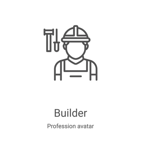 Vetor ícone construtor de profissão coleção avatar. Construtor de linha fina esboço ícone vetor ilustração. Símbolo linear para uso em aplicativos web e móveis, logotipo, mídia impressa — Vetor de Stock