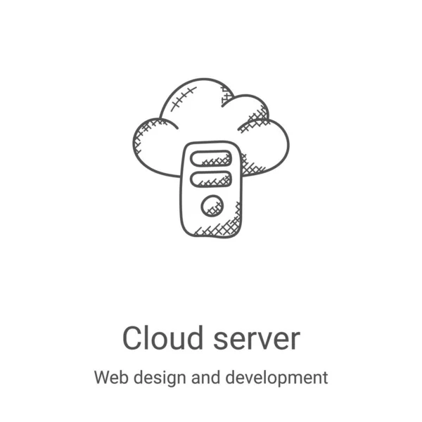 Wektor ikony serwera chmury z kolekcji web design i development. Cienki serwer chmury zarys ilustracji wektora ikony. Symbol liniowy do stosowania w aplikacjach internetowych i mobilnych, logo, mediach drukowanych — Wektor stockowy