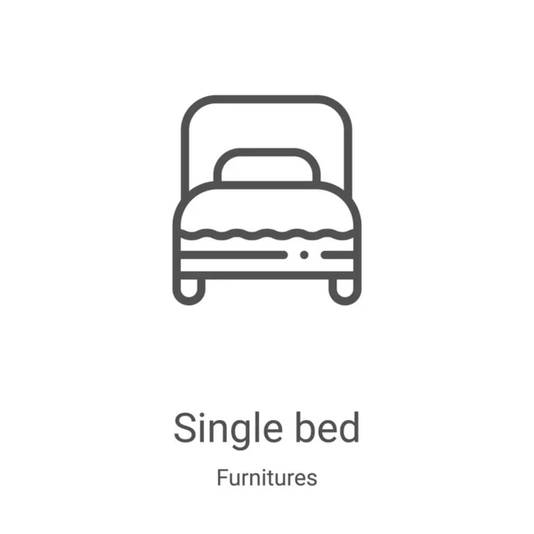 Einzelbett-Icon-Vektor aus der Möbelkollektion. dünne Linie Einzelbett Umriss Symbol Vektor Illustration. Lineares Symbol für Web- und Mobile-Apps, Logo, Printmedien — Stockvektor