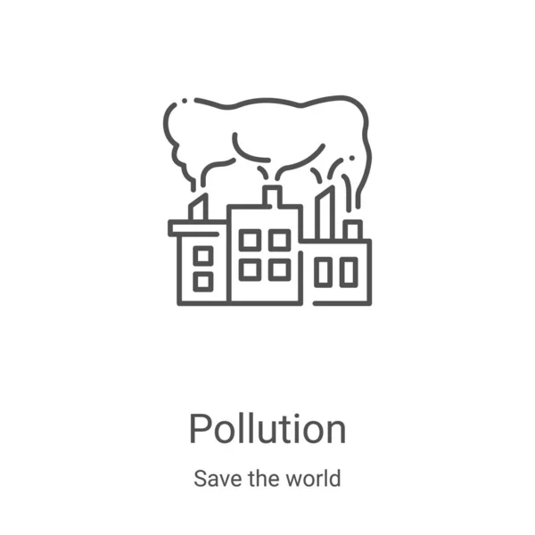 Vektor ikon polusi dari menyelamatkan koleksi dunia. Garis tipis polusi Garis luar ikon vektor ilustrasi. Simbol linear untuk digunakan pada aplikasi web dan seluler, logo, media cetak - Stok Vektor