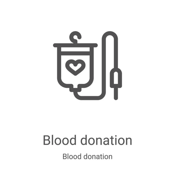 Vector icono de donación de sangre de la colección de donación de sangre. Línea delgada donación de sangre contorno icono vector ilustración. Símbolo lineal para su uso en aplicaciones web y móviles, logotipo, medios impresos — Vector de stock