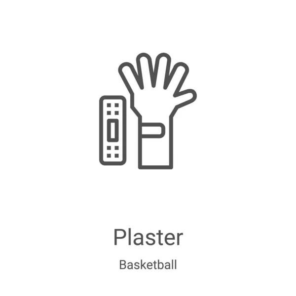 Plaster icon vector from basketball collection. Thin line plaster outline icon vector illustration. Linear symbol for use on web and mobile apps, logo, print media — Stock Vector