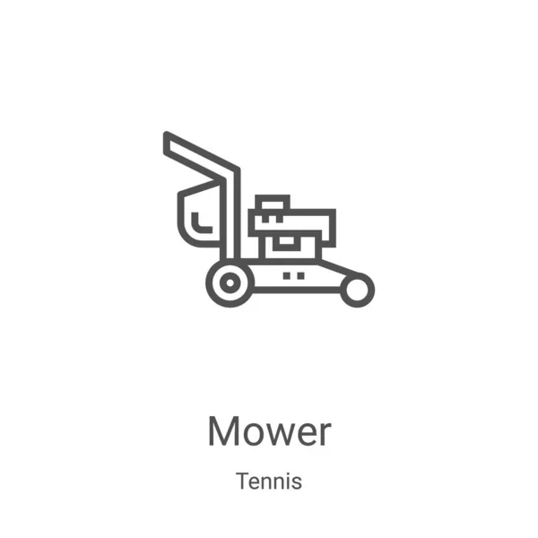 테니스 컬렉션의마워 아이콘 벡터. 얇은 선 mower 는 아이콘 벡터 삽화의 개요를 보여준다. 웹 과 모바일 앱에 사용하기 위한 선형 심볼, 로고, 인쇄 미디어 — 스톡 벡터