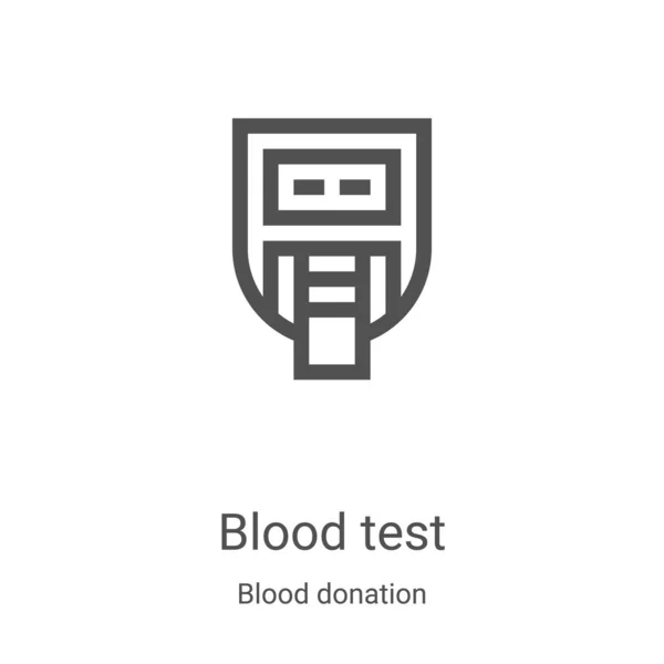 Bloed test icoon vector van bloeddonatie collectie. Dunne lijn bloed test schema pictogram vector illustratie. Lineair symbool voor gebruik op web- en mobiele apps, logo, printmedia — Stockvector