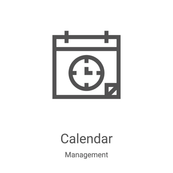 Wektor ikony kalendarza z kolekcji zarządzania. Cienki kalendarz zarys ilustracji wektora ikony. Symbol liniowy do stosowania w aplikacjach internetowych i mobilnych, logo, mediach drukowanych — Wektor stockowy