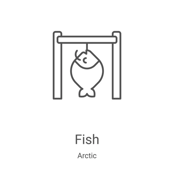 Fisch-Symbol-Vektor aus der arktischen Sammlung. dünne Linie Fisch umreißt Symbol Vektor Illustration. Lineares Symbol für Web- und Mobile-Apps, Logo, Printmedien — Stockvektor