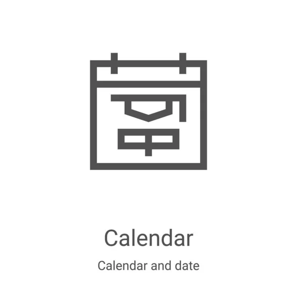 Kalender ikon vektor fra kalender og dato samling. Tynd linje kalender skitse ikon vektor illustration. Lineær symbol til brug på web og mobile apps, logo, printmedier – Stock-vektor