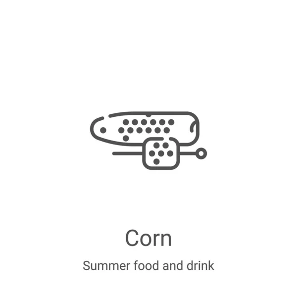 Kukorica ikon vektor nyári étel és ital gyűjtemény. Vékony vonal kukorica vázlat ikon vektor illusztráció. Lineáris szimbólum webes és mobil alkalmazásokhoz, logóhoz, nyomtatott médiához — Stock Vector