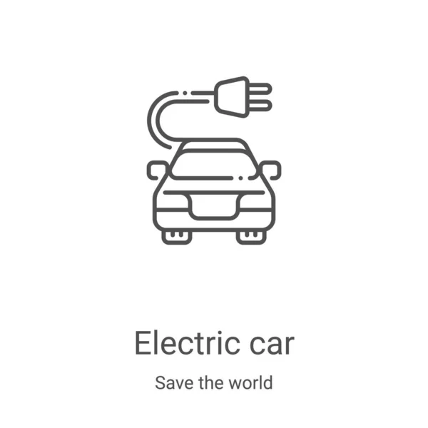 Electric car icon vector from save the world collection. Thin line electric car outline icon vector illustration. Linear symbol for use on web and mobile apps, logo, print media — Stock Vector