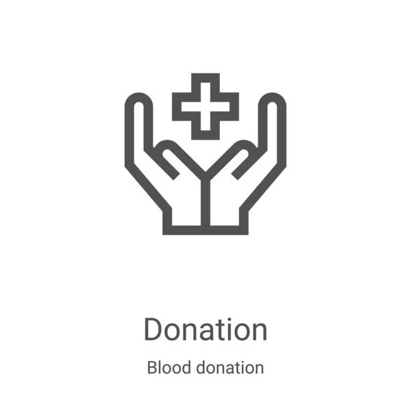 Donationsikon vektor från blodgivning insamling. Tunn linje donation kontur ikon vektor illustration. Linjär symbol för användning på webben och mobilappar, logotyp, tryckta medier — Stock vektor