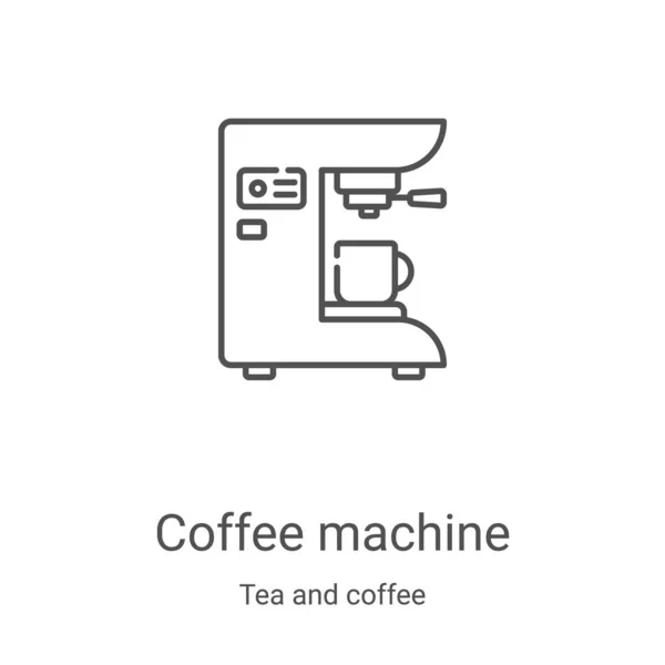 Vetor ícone máquina de café da coleção de chá e café. Linha fina máquina de café esboço ícone vetor ilustração. Símbolo linear para uso em aplicativos web e móveis, logotipo, mídia impressa — Vetor de Stock