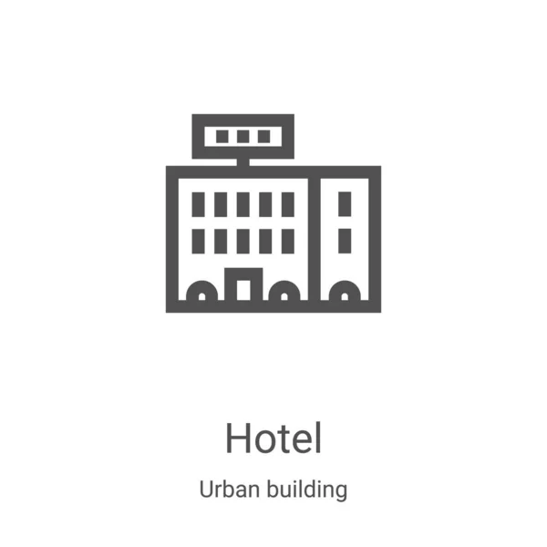 Hotel icoon vector uit stedelijke gebouw collectie. Dunne lijn hotel overzicht pictogram vector illustratie. Lineair symbool voor gebruik op web- en mobiele apps, logo, printmedia — Stockvector