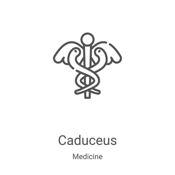 Caduceus icoon vector uit de medische collectie. Dunne lijn caduceus omtrek pictogram vector illustratie. Lineair symbool voor gebruik op web- en mobiele apps, logo, printmedia — Stockvector