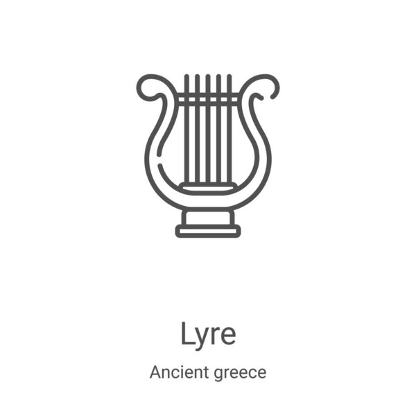lyre icon vector from ancient greece collection. Thin line lyre outline icon vector illustration. Linear symbol for use on web and mobile apps, logo, print media