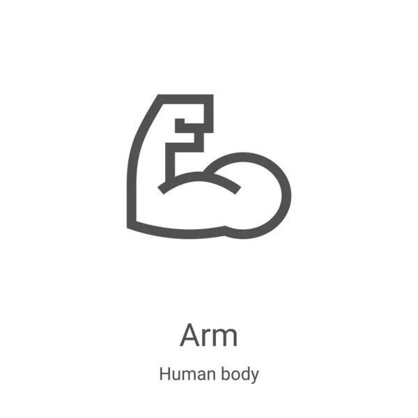 Vetor de ícone de braço da coleção do corpo humano. Linha fina braço esboço ícone vetor ilustração. Símbolo linear para uso em aplicativos web e móveis, logotipo, mídia impressa — Vetor de Stock