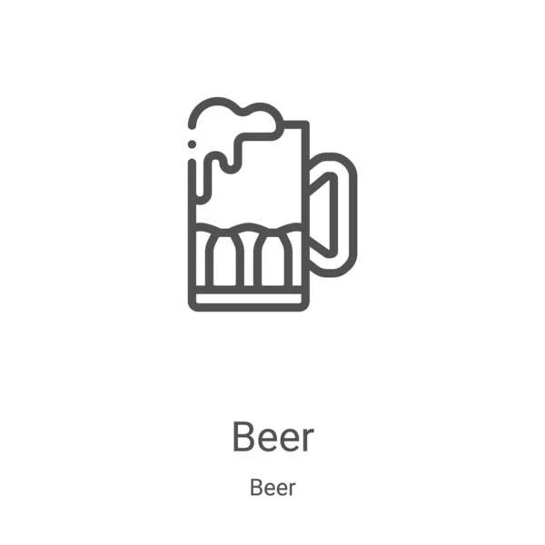 Wektor ikony piwa z kolekcji piwa. Cienkie piwo zarys ikony wektor ilustracji. Symbol liniowy do stosowania w aplikacjach internetowych i mobilnych, logo, mediach drukowanych — Wektor stockowy