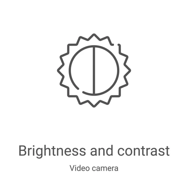 ビデオカメラコレクションの輝度とコントラストのアイコンベクトルです細い線の明るさとコントラストの輪郭アイコンのベクトルイラスト。Webやモバイルアプリ、ロゴ、印刷メディアで使用するための線形シンボル — ストックベクタ