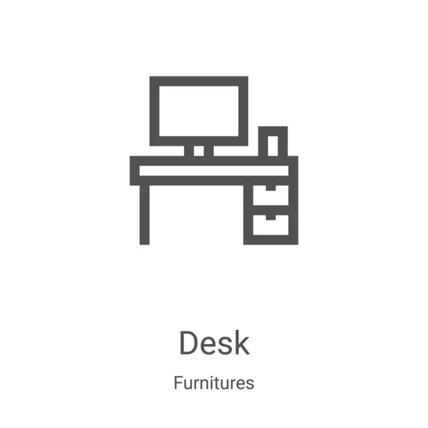 Schreibtischsymbolvektor aus der Möbelkollektion. Thin Line Desk Outline Icon Vektor Illustration. Lineares Symbol für Web- und Mobile-Apps, Logo, Printmedien — Stockvektor