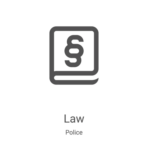 警察コレクションの法のアイコンベクトル細い線画アイコンベクトルイラスト。Webやモバイルアプリ、ロゴ、印刷メディアで使用するための線形シンボル — ストックベクタ