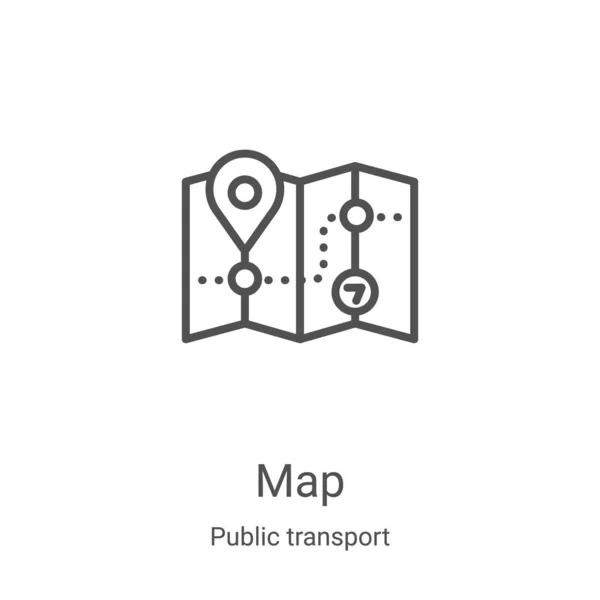 Mapa vector icono de la colección de transporte público. Ilustración de vector de icono de esquema de mapa de línea delgada. Símbolo lineal para su uso en aplicaciones web y móviles, logotipo, medios impresos — Vector de stock