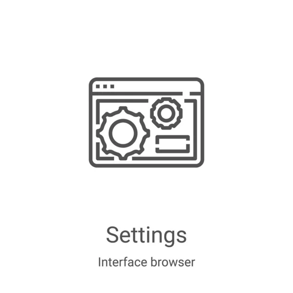 Вектор значка параметрів з колекції переглядачів інтерфейсів. Налаштування тонкої лінії окреслюють піктограму векторної ілюстрації. Лінійний символ для використання у веб- та мобільних додатках, логотипі, друкованих засобах масової інформації — стоковий вектор