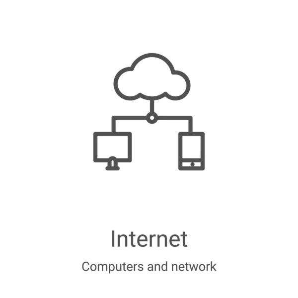 Vector icono de Internet de las computadoras y la colección de red. Ilustración de vectores de iconos delgada línea de internet. Símbolo lineal para su uso en aplicaciones web y móviles, logotipo, medios impresos — Vector de stock