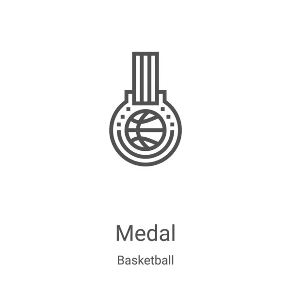 Medal icon vector from basketball collection. Thin line medal outline icon vector illustration. Linear symbol for use on web and mobile apps, logo, print media — Stock Vector