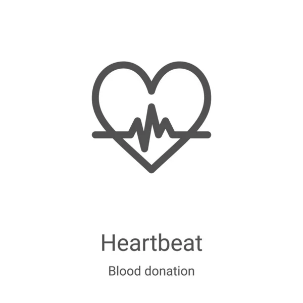 Vektor ikon detak jantung dari koleksi donasi darah. Garis tipis detak jantung Garis luar gambar vektor ikon. Simbol linear untuk digunakan pada aplikasi web dan seluler, logo, media cetak - Stok Vektor