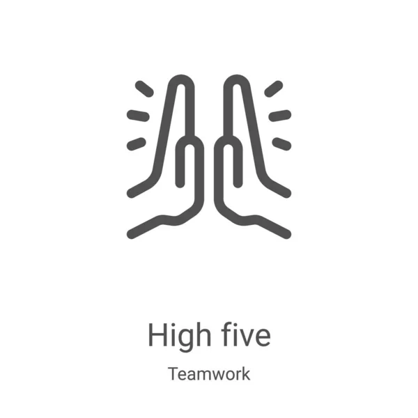 High five icon vector from teamwork collection. Thin line high five outline icon vector illustration. Linear symbol for use on web and mobile apps, logo, print media — ストックベクタ