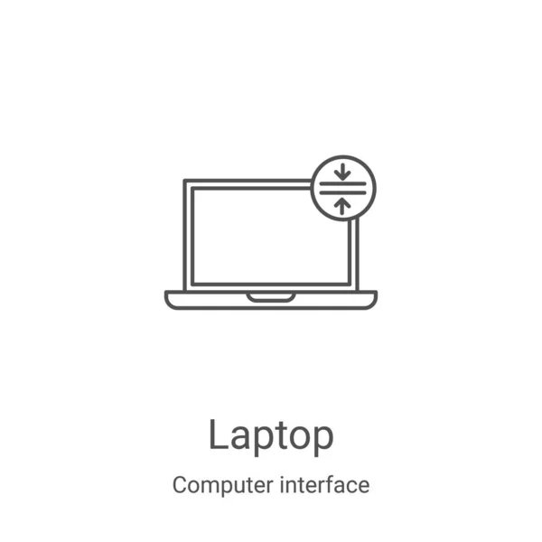 Wektor ikony laptopa z kolekcji interfejsu komputera. Cienka linia laptop zarys ikony wektor ilustracji. Symbol liniowy do stosowania w aplikacjach internetowych i mobilnych, logo, mediach drukowanych — Wektor stockowy