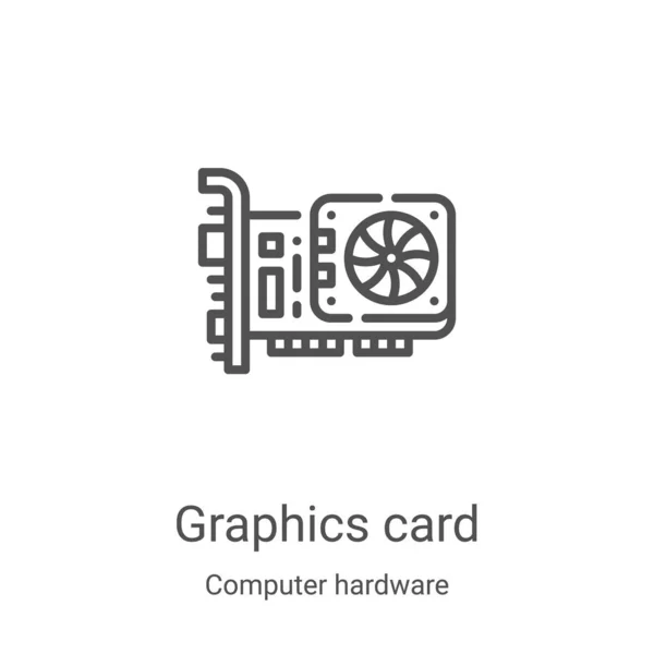 Vetor de ícone de placa gráfica da coleção de hardware de computador. Linha fina gráfico placa esboço ícone vetor ilustração. Símbolo linear para uso em aplicativos web e móveis, logotipo, mídia impressa —  Vetores de Stock