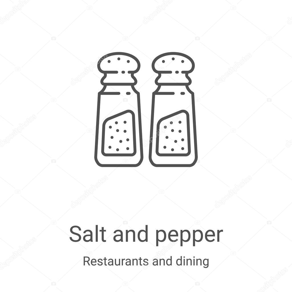 salt and pepper icon vector from restaurants and dining collection. Thin line salt and pepper outline icon vector illustration. Linear symbol for use on web and mobile apps, logo, print media
