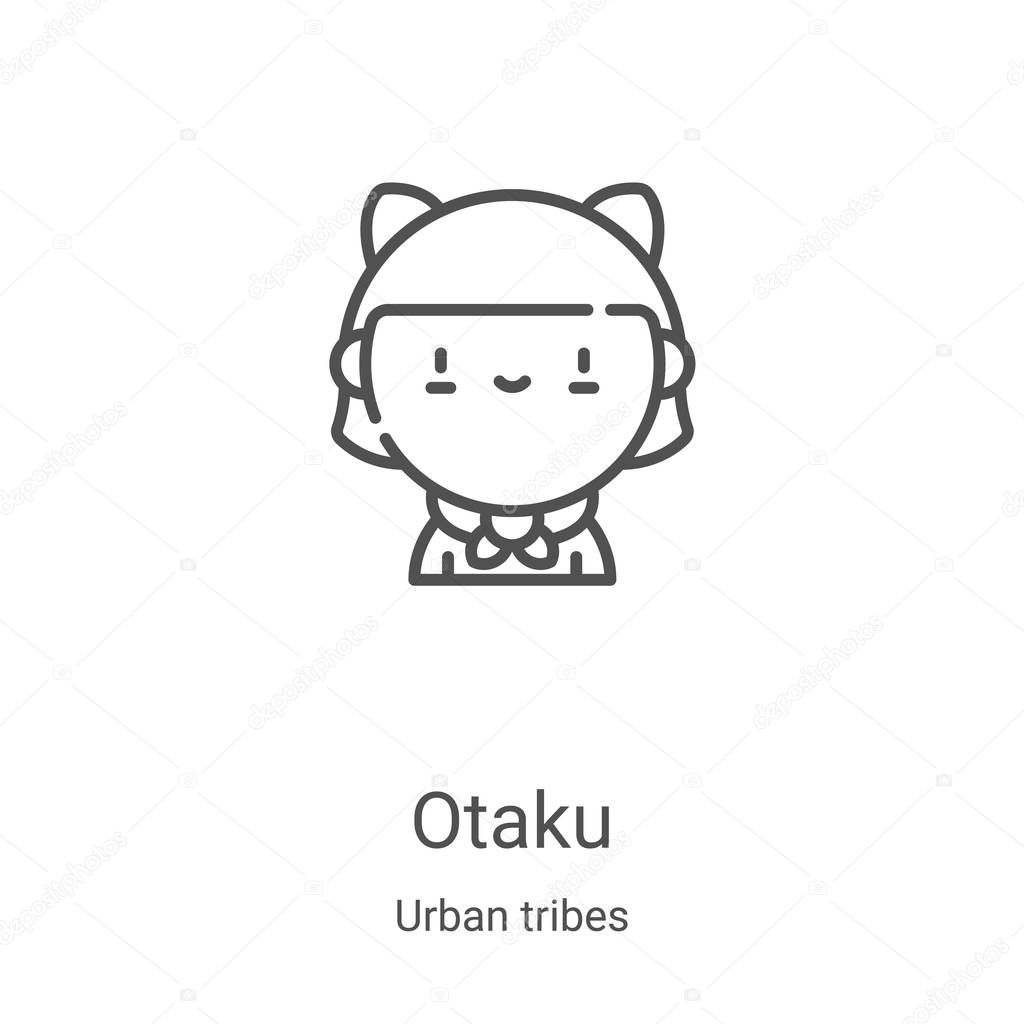 otaku icon vector from urban tribes collection. Thin line otaku outline icon vector illustration. Linear symbol for use on web and mobile apps, logo, print media
