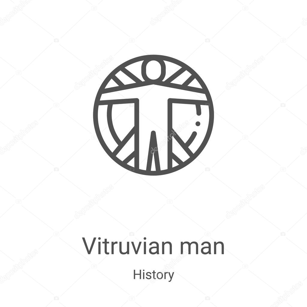 vitruvian man icon vector from history collection. Thin line vitruvian man outline icon vector illustration. Linear symbol for use on web and mobile apps, logo, print media