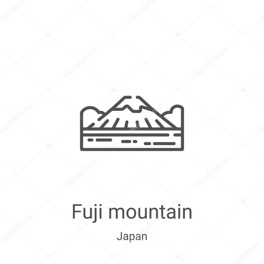 fuji mountain icon vector from japan collection. Thin line fuji mountain outline icon vector illustration. Linear symbol for use on web and mobile apps, logo, print media