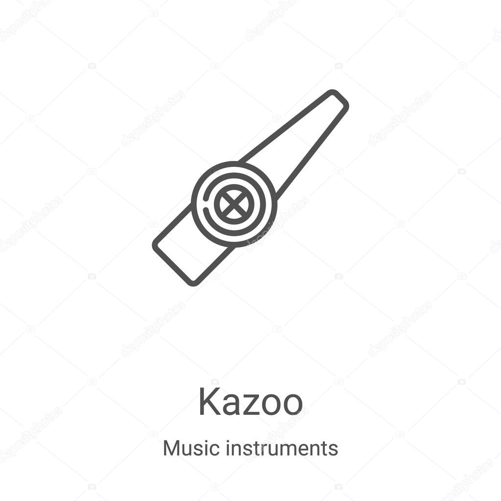 kazoo icon vector from music instruments collection. Thin line kazoo outline icon vector illustration. Linear symbol for use on web and mobile apps, logo, print media