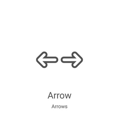 Okların koleksiyonundan ok simgesi vektörü. İnce çizgi ok ana hatlı ikon vektör çizimi. Web ve mobil uygulamalarda kullanmak için doğrusal sembol, logo, yazdırma ortamı