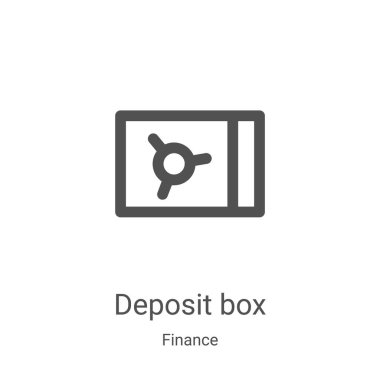 Finans koleksiyonundan kiralık kasa ikonu vektörü. İnce satırlı kiralık kasa ana hatları ikon vektör illüstrasyonu. Web ve mobil uygulamalarda kullanmak için doğrusal sembol, logo, yazdırma ortamı