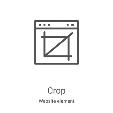 Web sitesi element koleksiyonundan kırpma simgesi vektörü. İnce çizgi ana hatlı ikon vektör çizimi. Web ve mobil uygulamalarda kullanmak için doğrusal sembol, logo, yazdırma ortamı