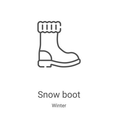 Kış koleksiyonundan kar botu ikonu taşıyıcısı. İnce çizgili kar çizgisi çizimi ikon vektör çizimi. Web ve mobil uygulamalarda kullanmak için doğrusal sembol, logo, yazdırma ortamı