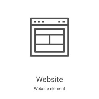 Web sitesi element koleksiyonundan web sitesi simgesi vektörü. İnce çizgi web sitesi ana hatları ikon vektör illüstrasyonu. Web ve mobil uygulamalarda kullanmak için doğrusal sembol, logo, yazdırma ortamı