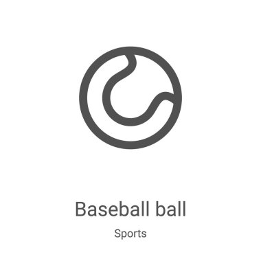 Spor koleksiyonundan beyzbol topu ikonu vektörü. İnce çizgi beyzbol topu ana hatlı ikon vektör çizimi. Web ve mobil uygulamalarda kullanmak için doğrusal sembol, logo, yazdırma ortamı