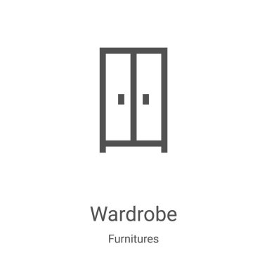 dolap simge vektör mobilya Collection. İnce çizgi gardırop anahat simgesini vektör çizim. Web ve mobil uygulamalar, logo, baskı ortamı kullanmak için doğrusal sembolü