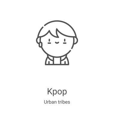Kentsel kabileler koleksiyonundan kpop ikon vektörü. İnce çizgi Kpop ana hatları ikon vektör illüstrasyonu. Web ve mobil uygulamalarda kullanmak için doğrusal sembol, logo, yazdırma ortamı