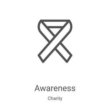 Bağış koleksiyonundan farkındalık simgesi vektörü. İnce çizgi farkındalığı, ikon vektör illüstrasyonunun ana hatları. Web ve mobil uygulamalarda kullanmak için doğrusal sembol, logo, yazdırma ortamı