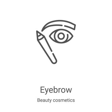 Güzellik kozmetik koleksiyonundan kaş ikonu vektörü. İnce çizgi kaş çizgisi ikon vektör çizimi. Web ve mobil uygulamalarda kullanmak için doğrusal sembol, logo, yazdırma ortamı
