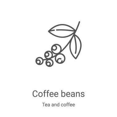 Çay ve kahve koleksiyonundan kahve çekirdeği ikonu vektörü. İnce çizgi kahve çekirdekleri, ikon vektör çizimi. Web ve mobil uygulamalarda kullanmak için doğrusal sembol, logo, yazdırma ortamı