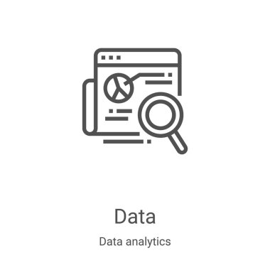 Veri analizi koleksiyonundan veri simgesi vektörü. İnce çizgi veri taslağı ikon vektör illüstrasyonu. Web ve mobil uygulamalarda kullanmak için doğrusal sembol, logo, yazdırma ortamı