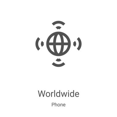 Telefon koleksiyonundan dünya çapında ikon vektörü. Dünya çapında ince çizgi ana hatlı ikon vektör çizimi. Web ve mobil uygulamalarda kullanmak için doğrusal sembol, logo, yazdırma ortamı